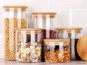 Bamboo lid glass jar canister