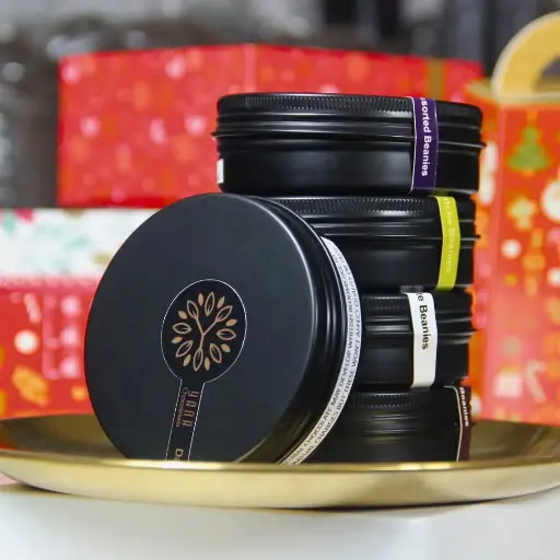 Choco-coffee beanies in tin cans, 75 g